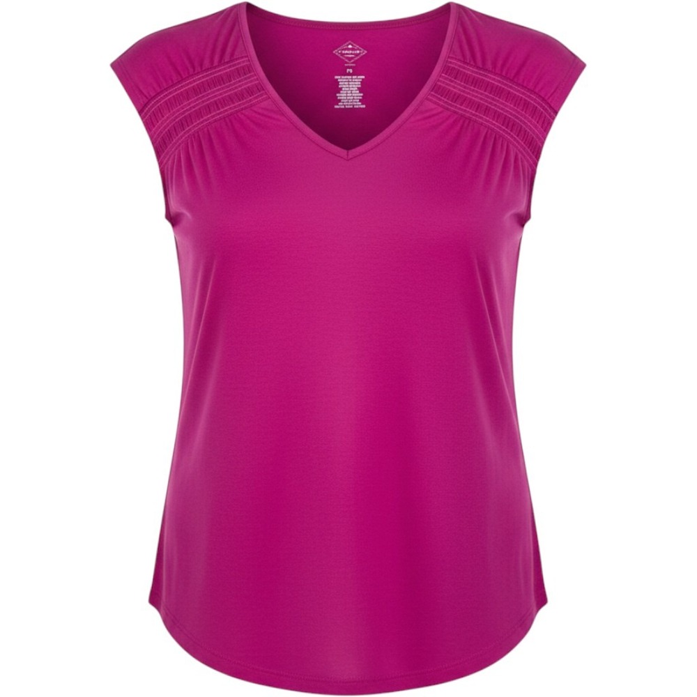 Saint John's T-shirt Women's Sz PS Pink Vneck Top Blouse Smocked Sleeve Basics